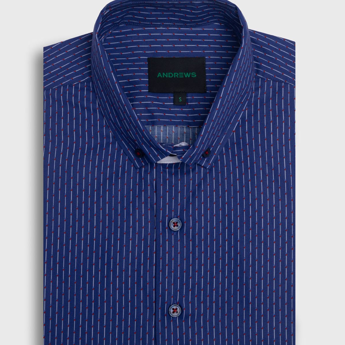 ANDREW'S TIES - Camisa Casual - cuello button-down marga corta azul