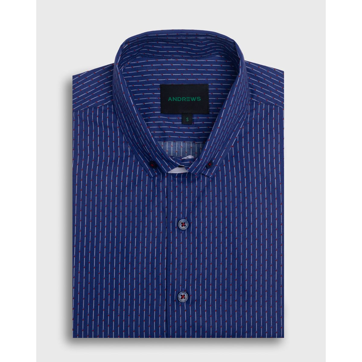 ANDREW'S TIES - Camisa Casual - cuello button-down marga corta azul