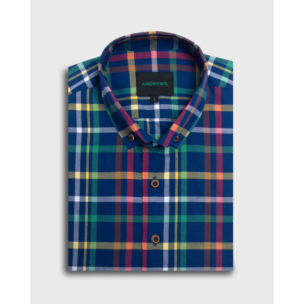 ANDREW'S TIES - Camisa Casual twill - cuello button-down marga corta azul