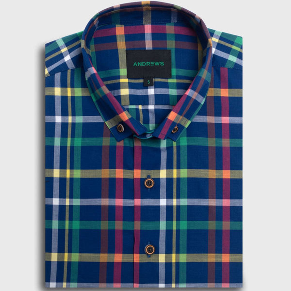 ANDREW'S TIES - Camisa Casual twill - cuello button-down marga corta azul