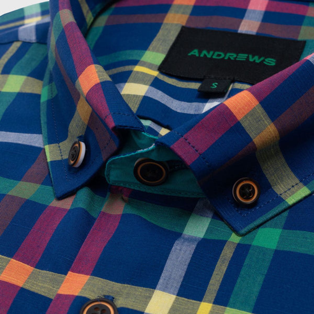 ANDREW'S TIES - Camisa Casual twill - cuello button-down marga corta azul