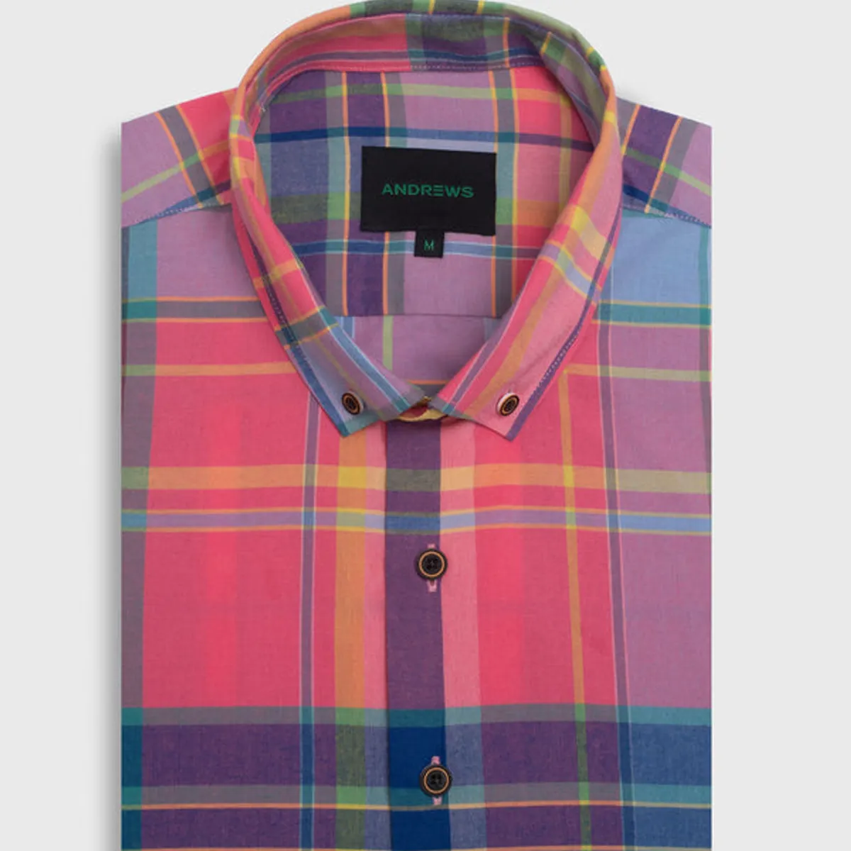 ANDREW'S TIES - Camisa Casual twill - cuello button-down  marga corta rosa