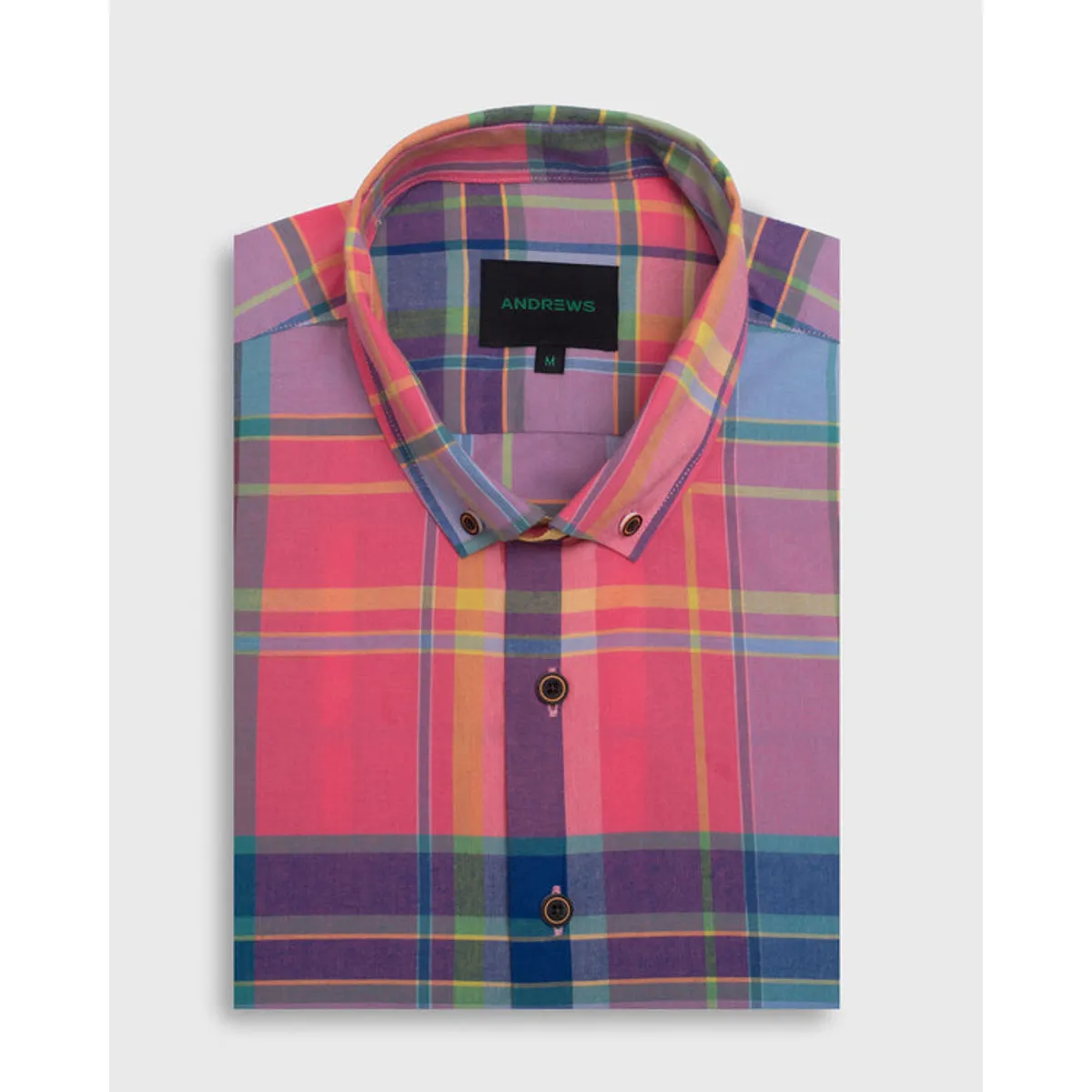 ANDREW'S TIES - Camisa Casual twill - cuello button-down  marga corta rosa