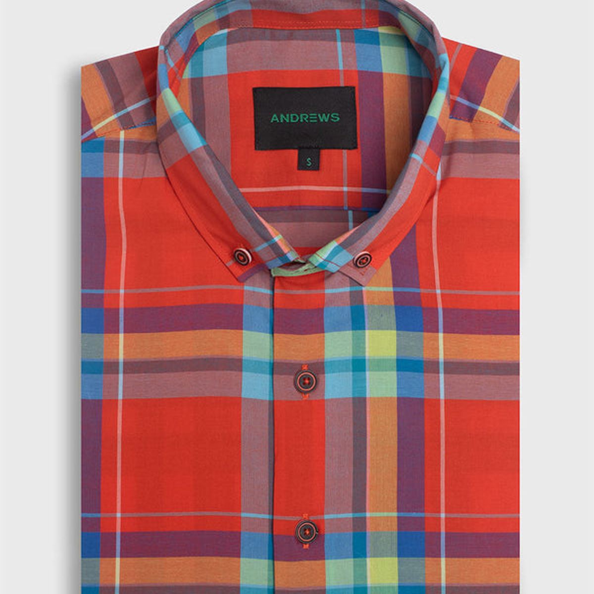 ANDREW'S TIES - Camisa Casual twill - cuello button-down marga corta regular rojo