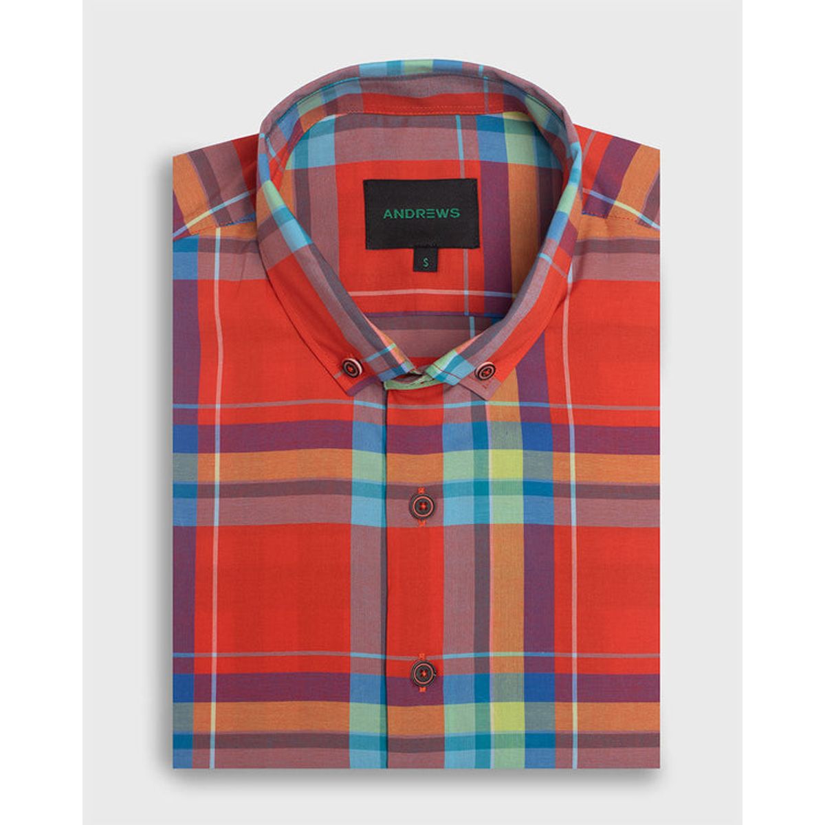 ANDREW'S TIES - Camisa Casual twill - cuello button-down marga corta regular rojo