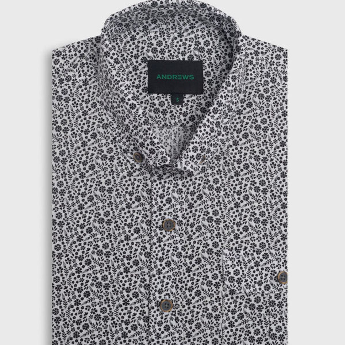 ANDREW'S TIES - Camisa Manga Corta Floral Blanco Estilo Vintage