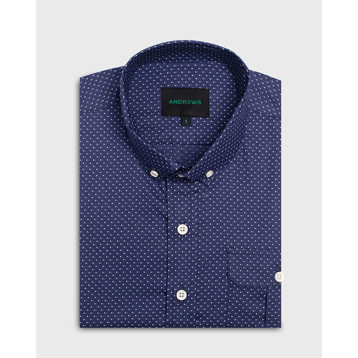 ANDREW'S TIES - Camisa Manga Corta Azul Marino Con Detalle de Puntos