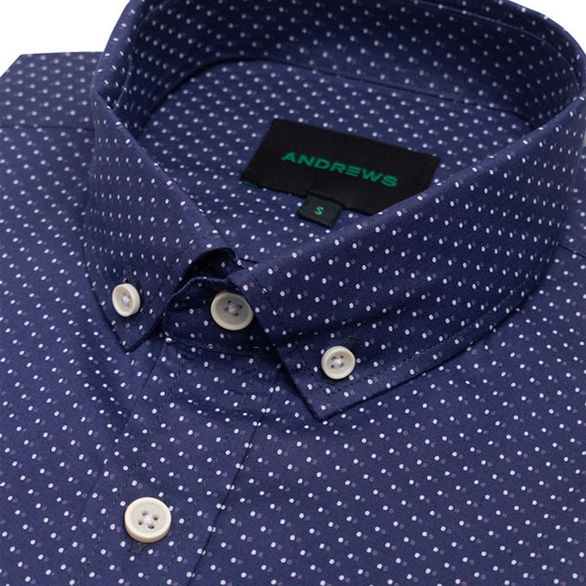 ANDREW'S TIES - Camisa Manga Corta Azul Marino Con Detalle de Puntos