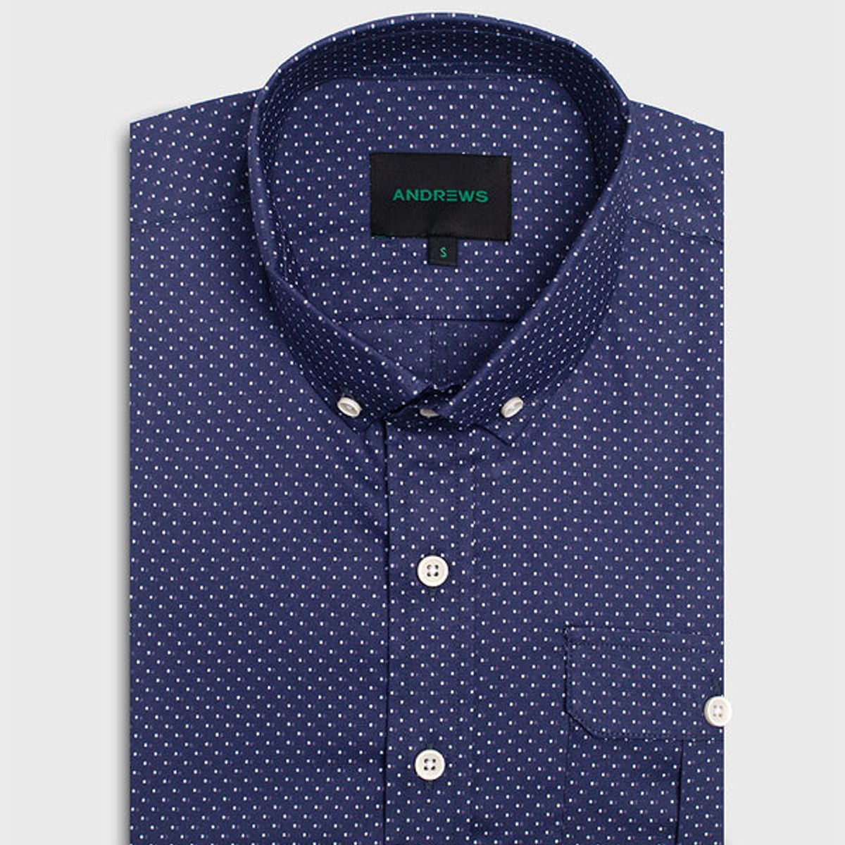 ANDREW'S TIES - Camisa Manga Corta Azul Marino Con Detalle de Puntos