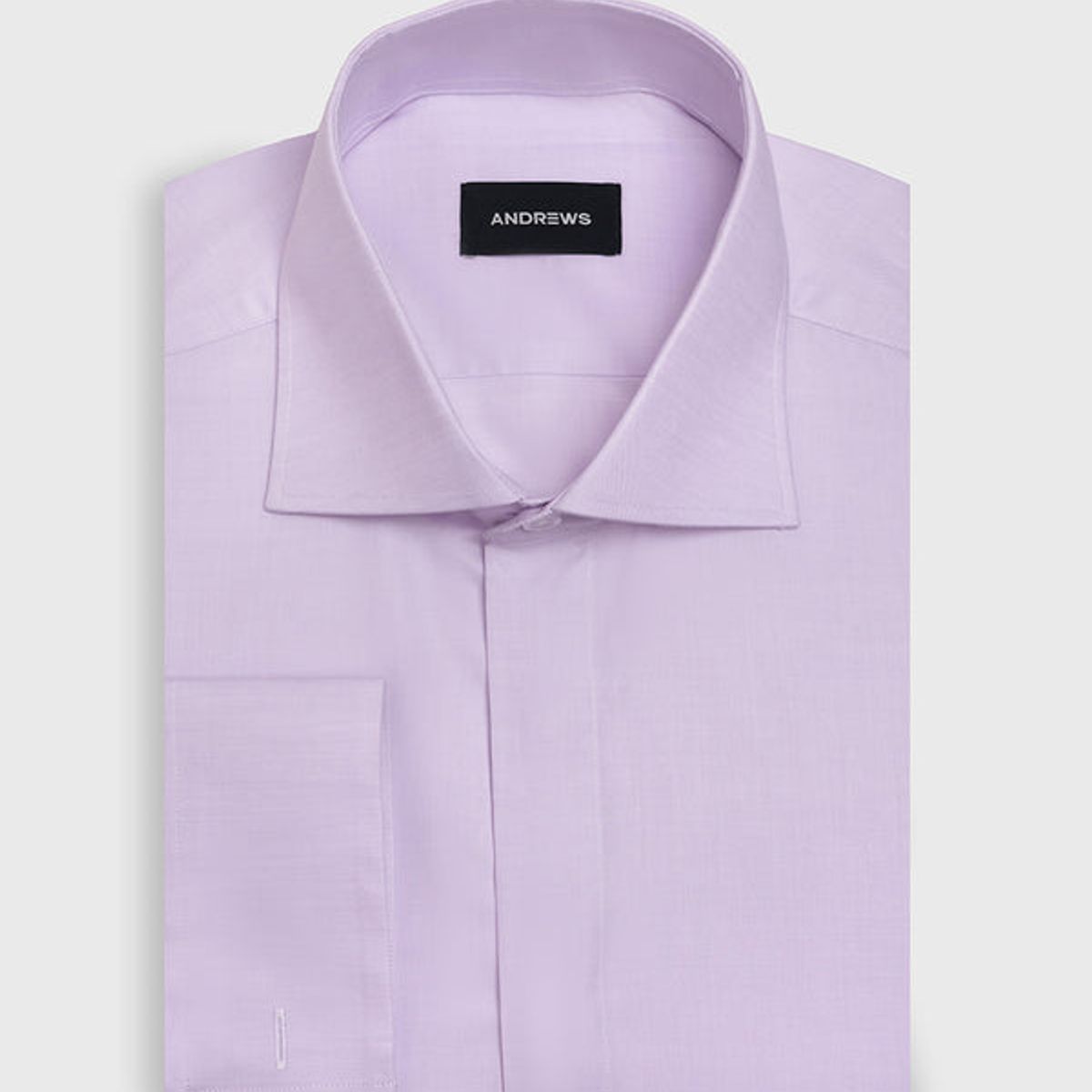 Andrew'S Ties - Camisa de Vestir de Algodón con Puño Doble Uso Lila