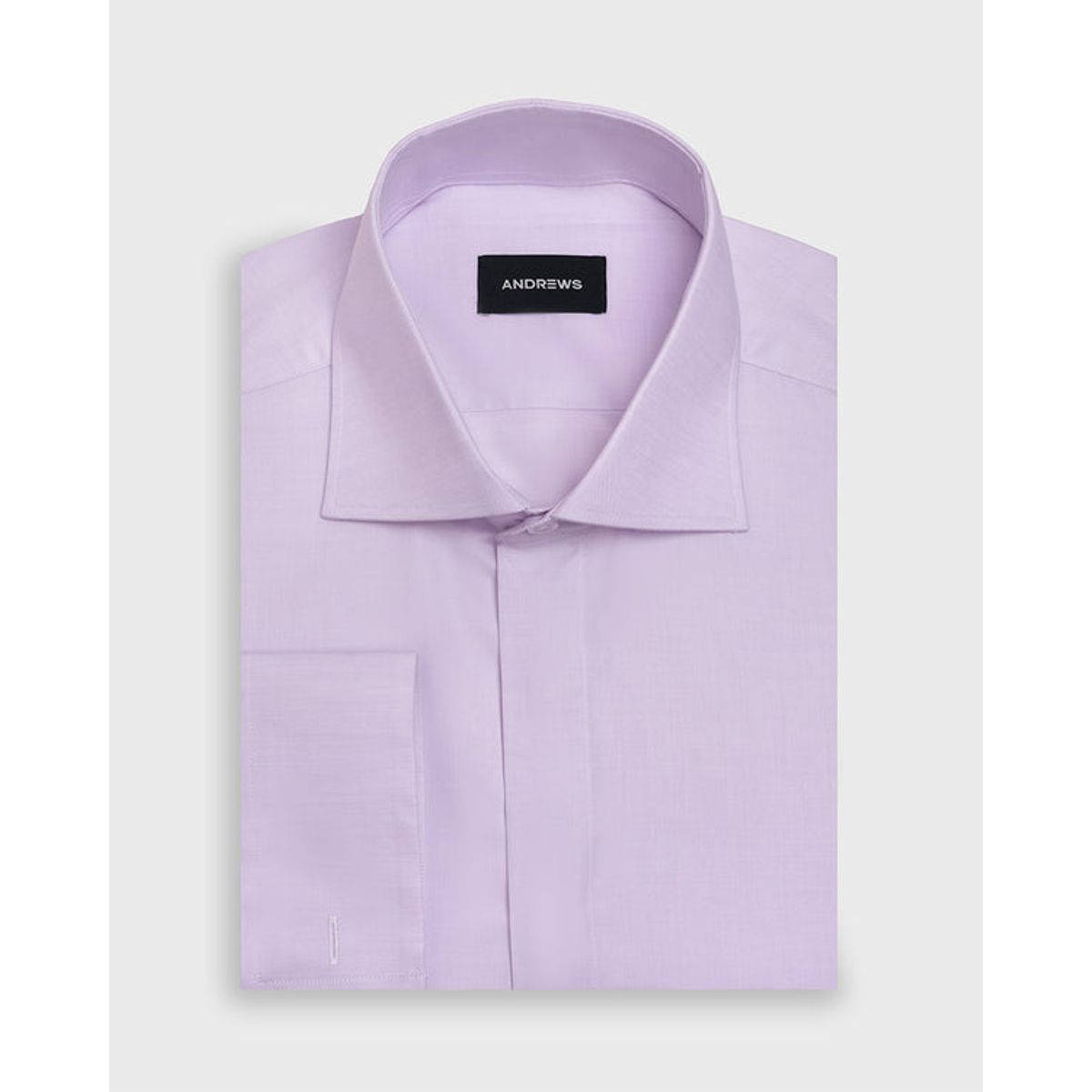 Andrew'S Ties - Camisa de Vestir de Algodón con Puño Doble Uso Lila