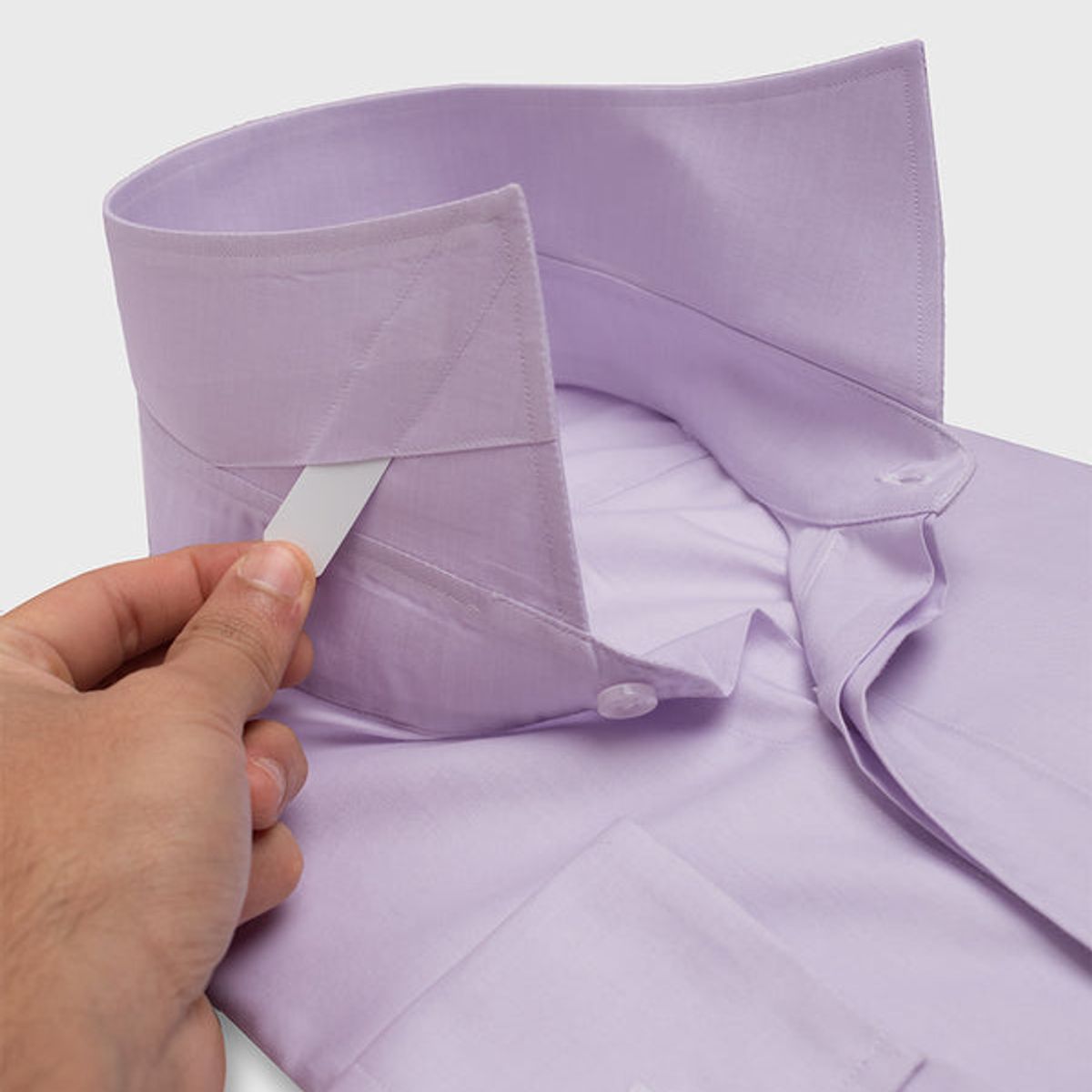 Andrew'S Ties - Camisa de Vestir de Algodón con Puño Doble Uso Lila