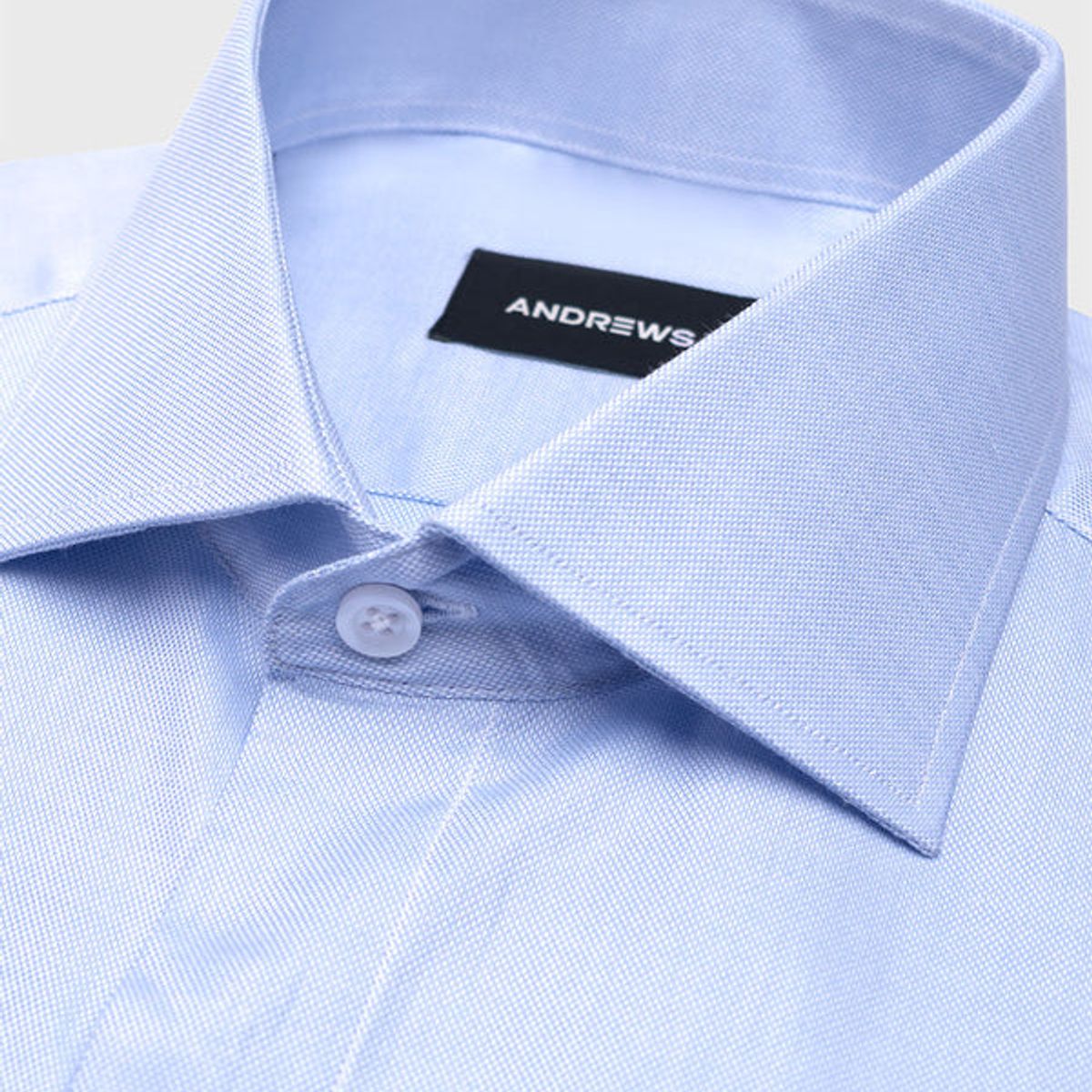 ANDREW'S TIES - Camisa Vestir dobby - Cuello Italiano  puño doble uso regular azul