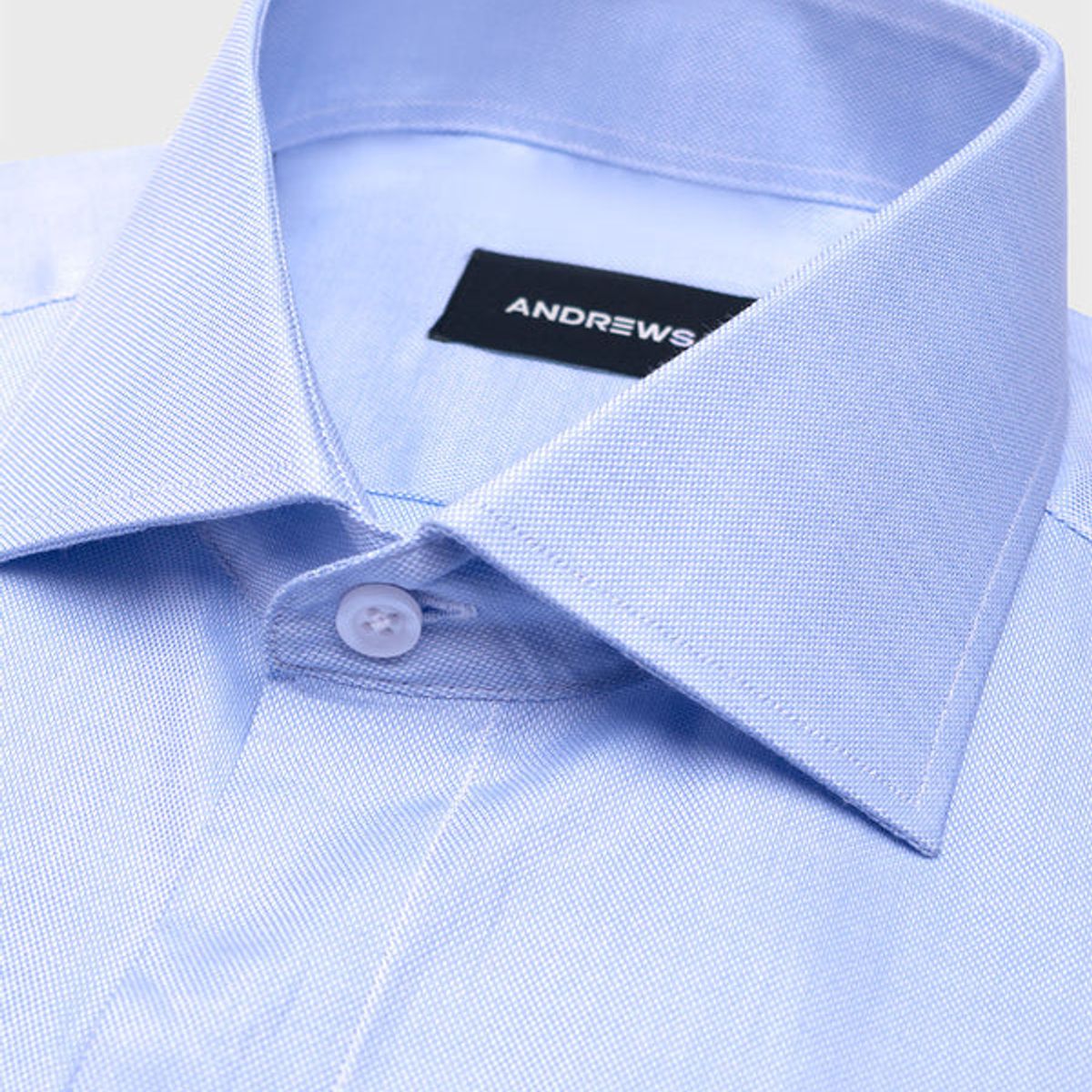 ANDREW'S TIES - Camisa Vestir dobby - Cuello Italiano  puño doble uso regular azul