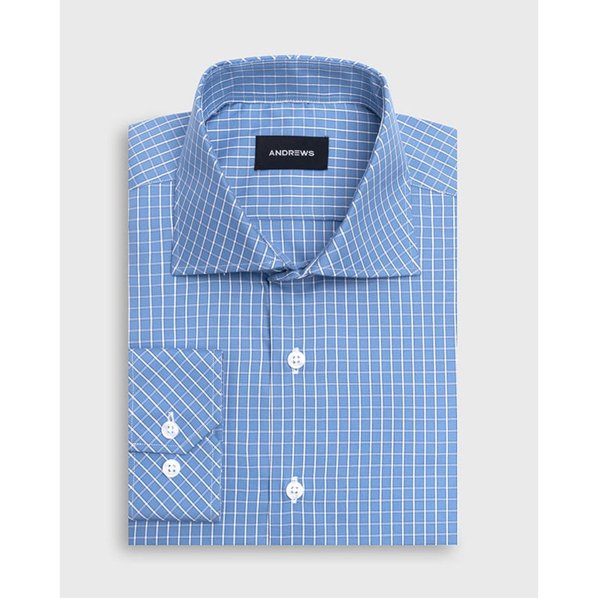 ANDREW'S TIES - Camisa Vestir a Cuadros- Celeste