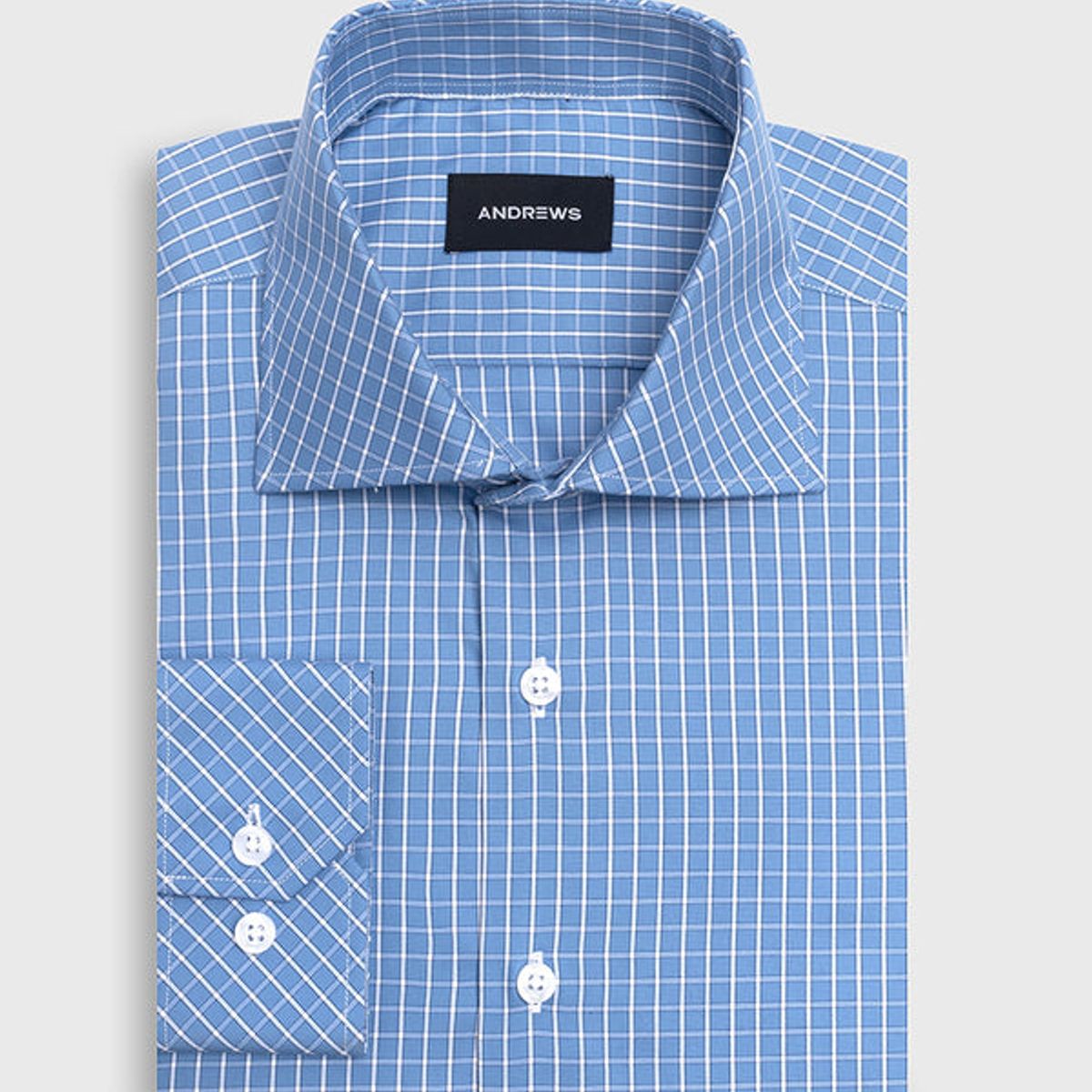 ANDREW'S TIES - Camisa Vestir a Cuadros- Celeste