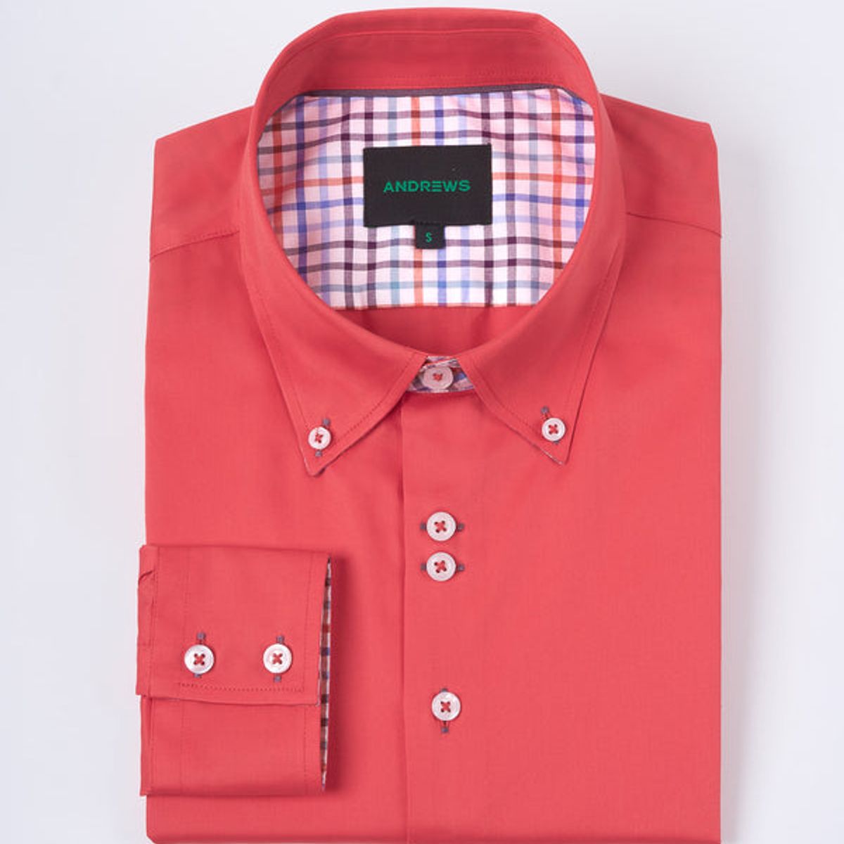 ANDREW'S TIES - Camisa Casual Satinada - Rojo