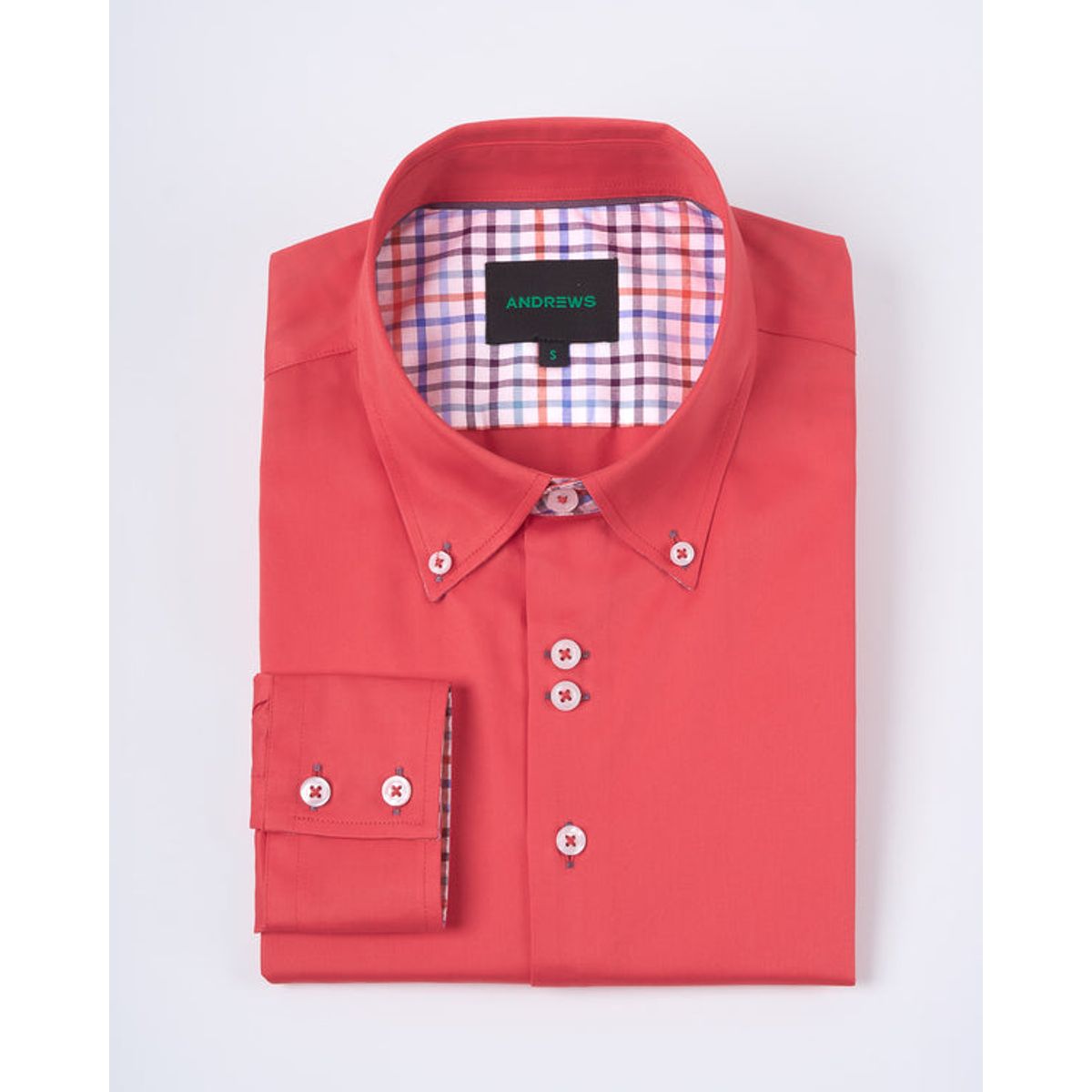 ANDREW'S TIES - Camisa Casual Satinada - Rojo