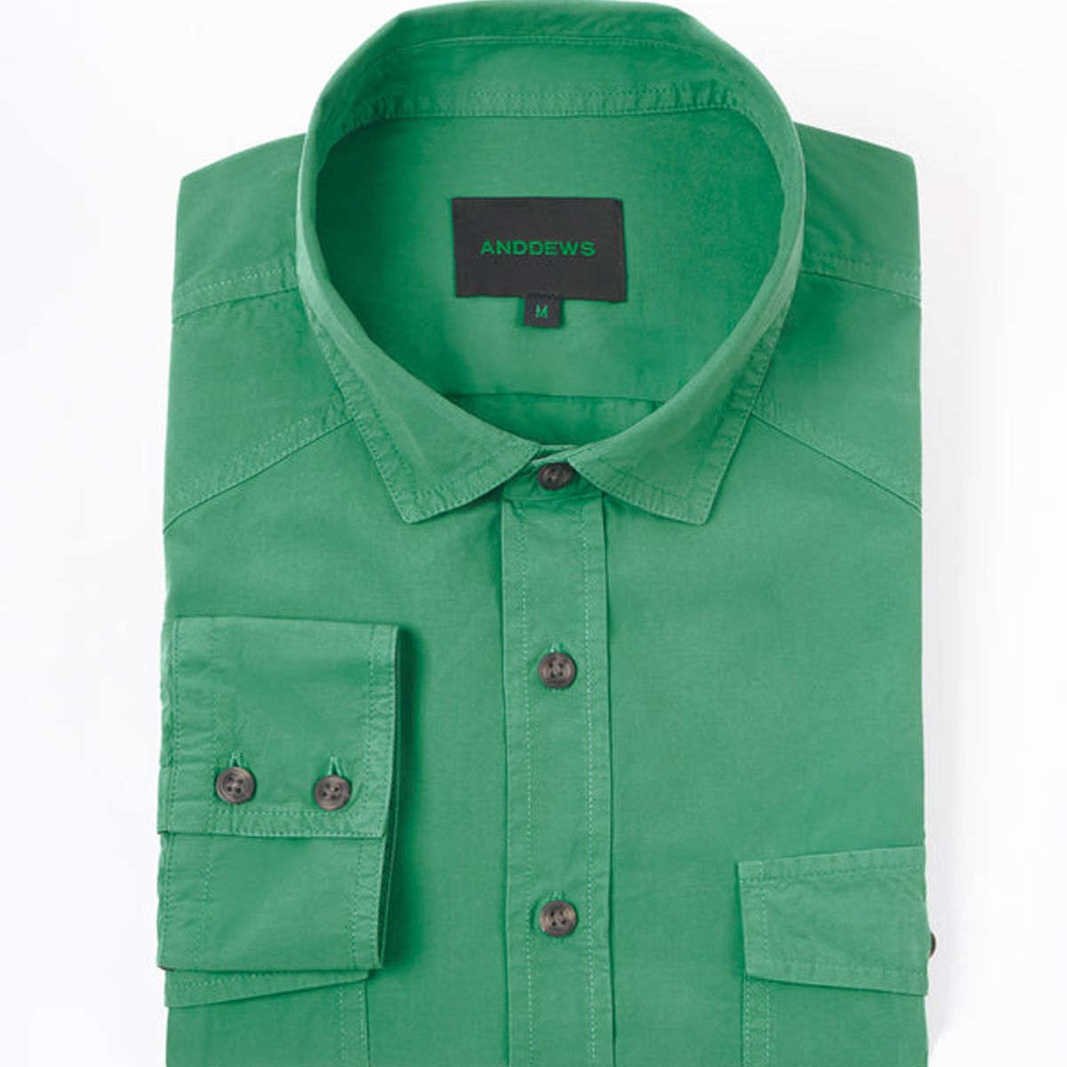 ANDREW'S TIES - Camisa Casual Garment Dye - Green