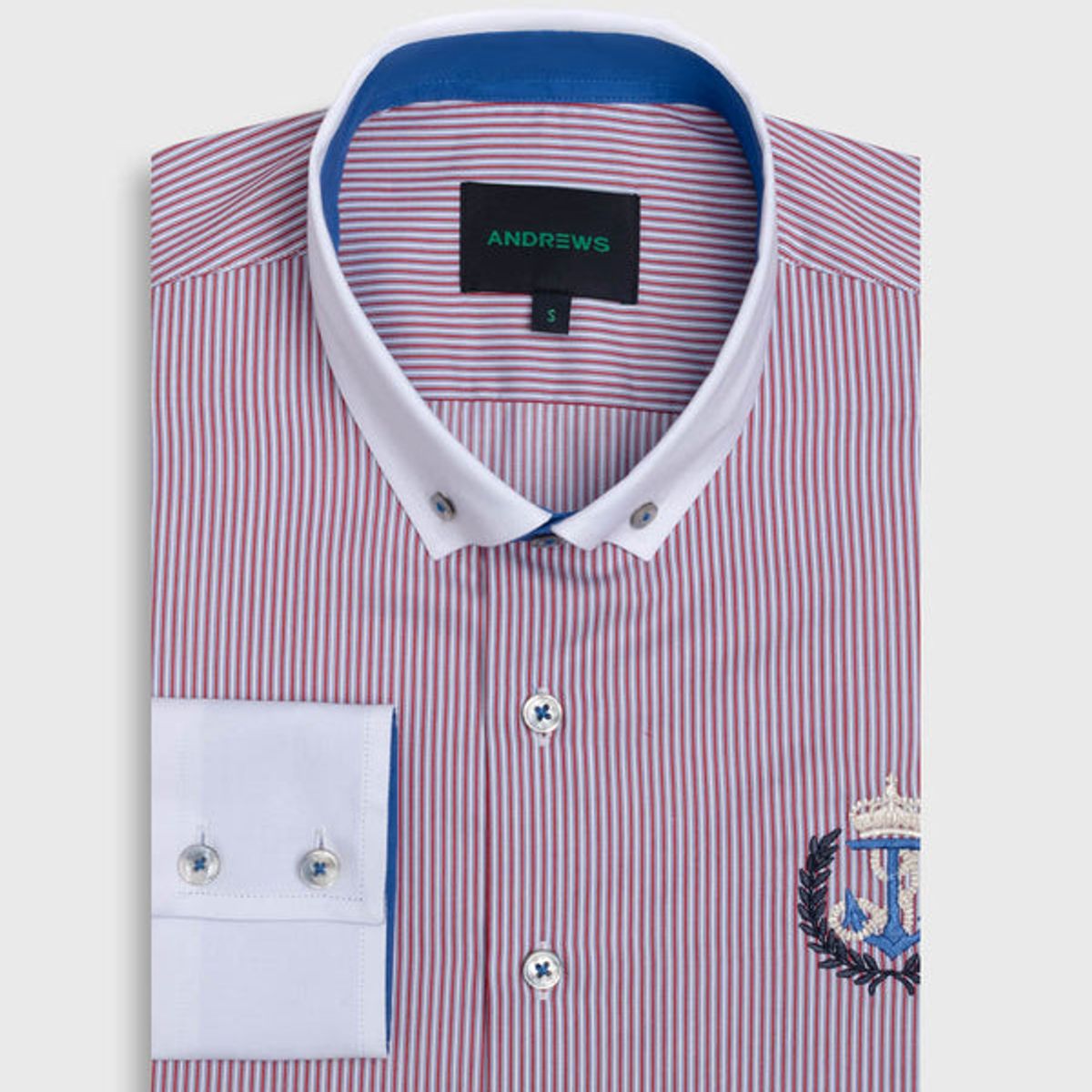 ANDREW'S TIES - Camisa Casual- cuello button-down  puño simple 2 botones rojo