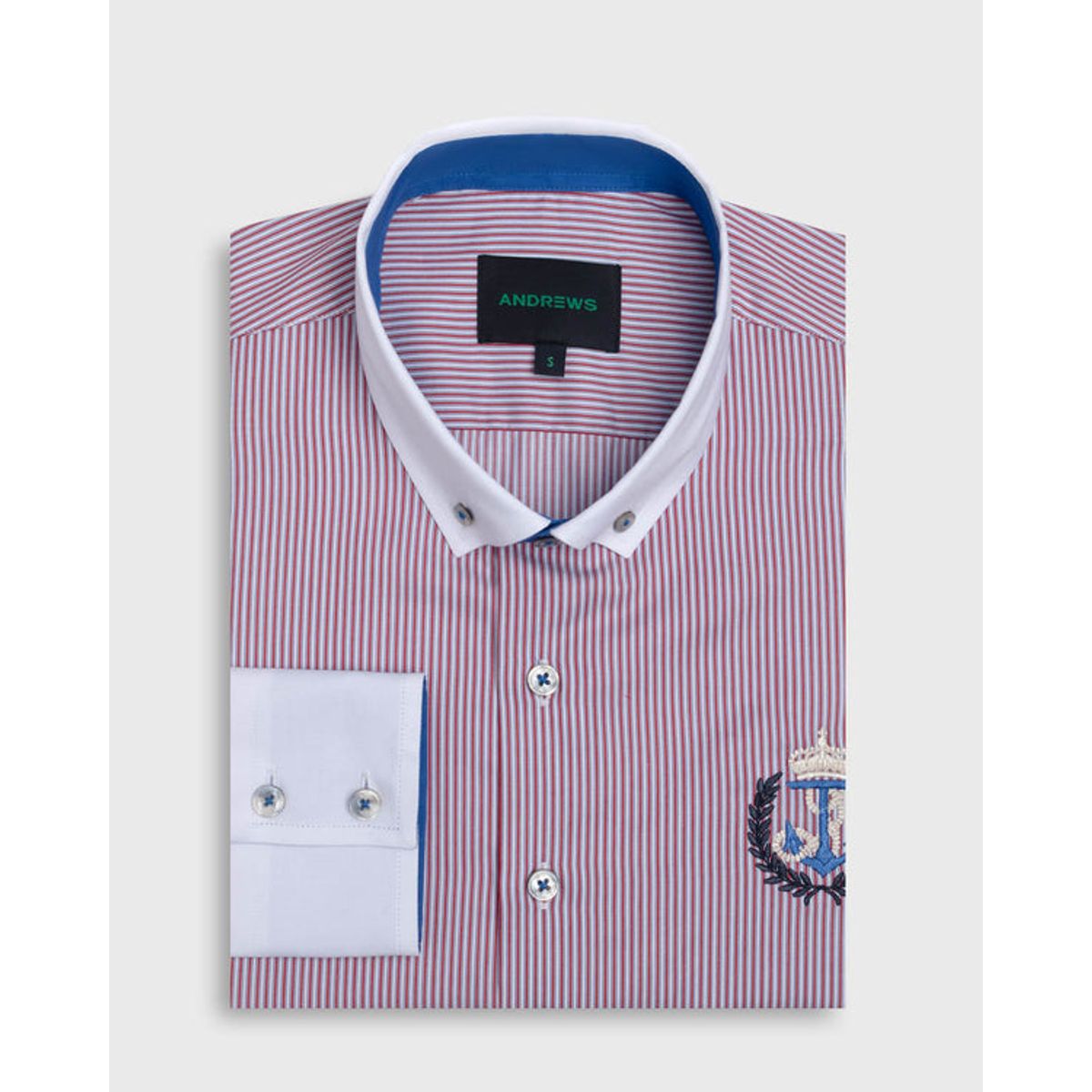 ANDREW'S TIES - Camisa Casual- cuello button-down  puño simple 2 botones rojo