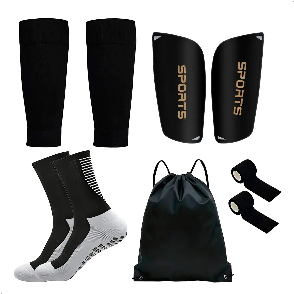 GENERICO - Implementos Futbol  5 Pzas Medias ,Canilleras, Venda, Bolso