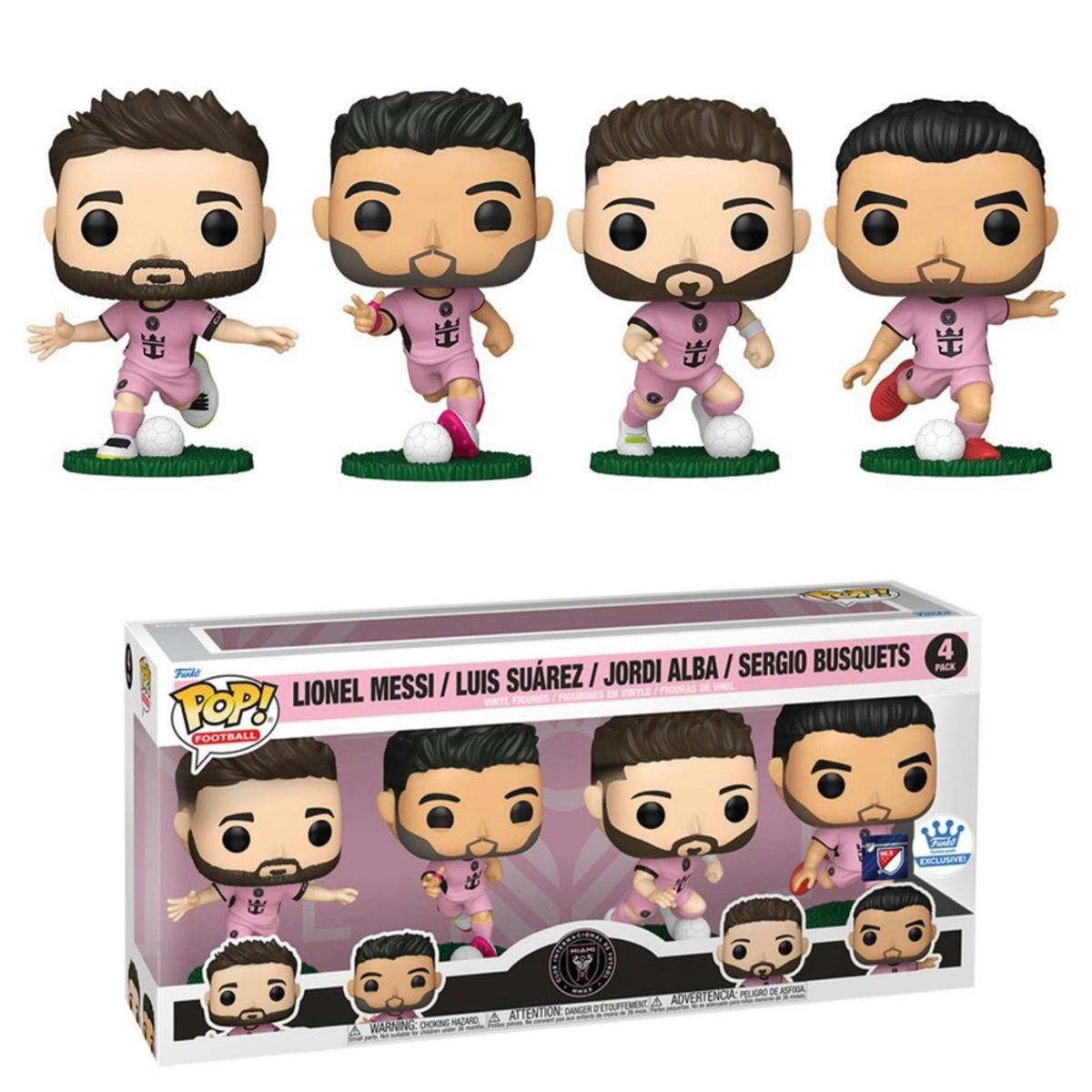 FUNKO - Funko Pop Futbol  - Lionel Messi  Luis Suarez  Jordi Alba  Sergio Busquets 4-Pack
