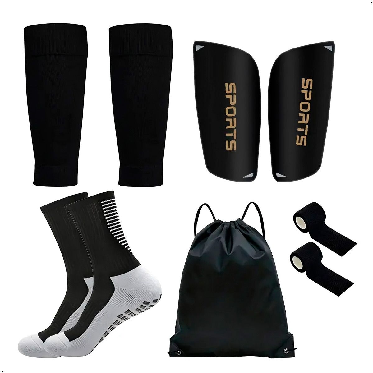 GENERICO - Kit Deportivo Futbol  5 Pzas Medias ,Canilleras, Venda, Bolso