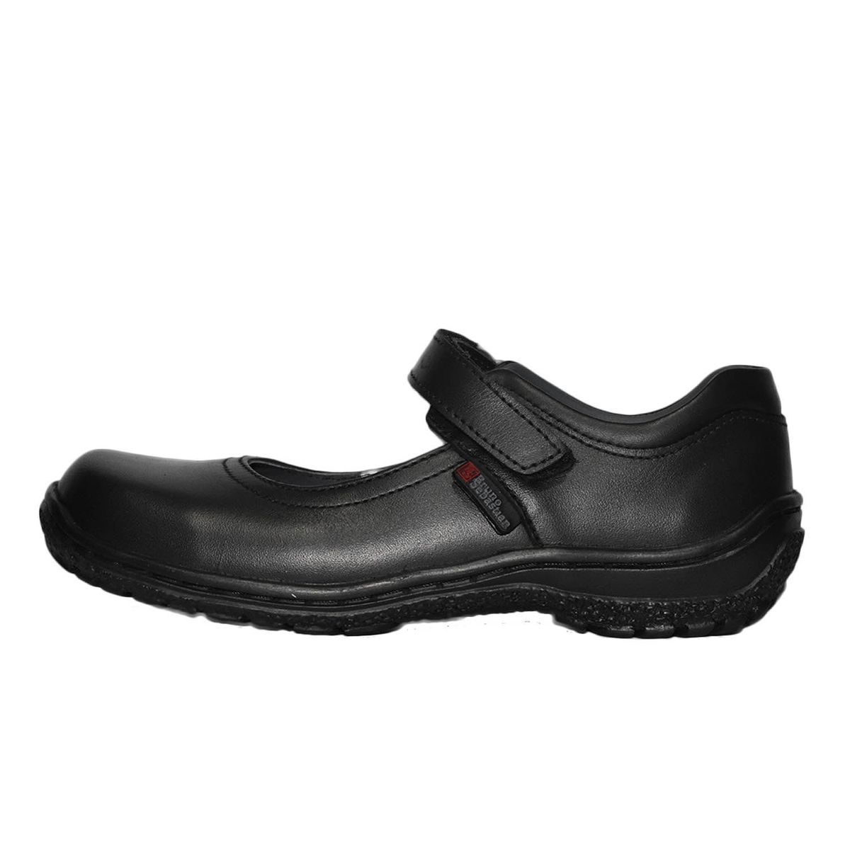 BRUNO SEBASTIAN - ZAPATO ESCOLAR PARA NIÑA BRUNO SEBASTIAN CUERO NEGRO MARY JANE VELCRO