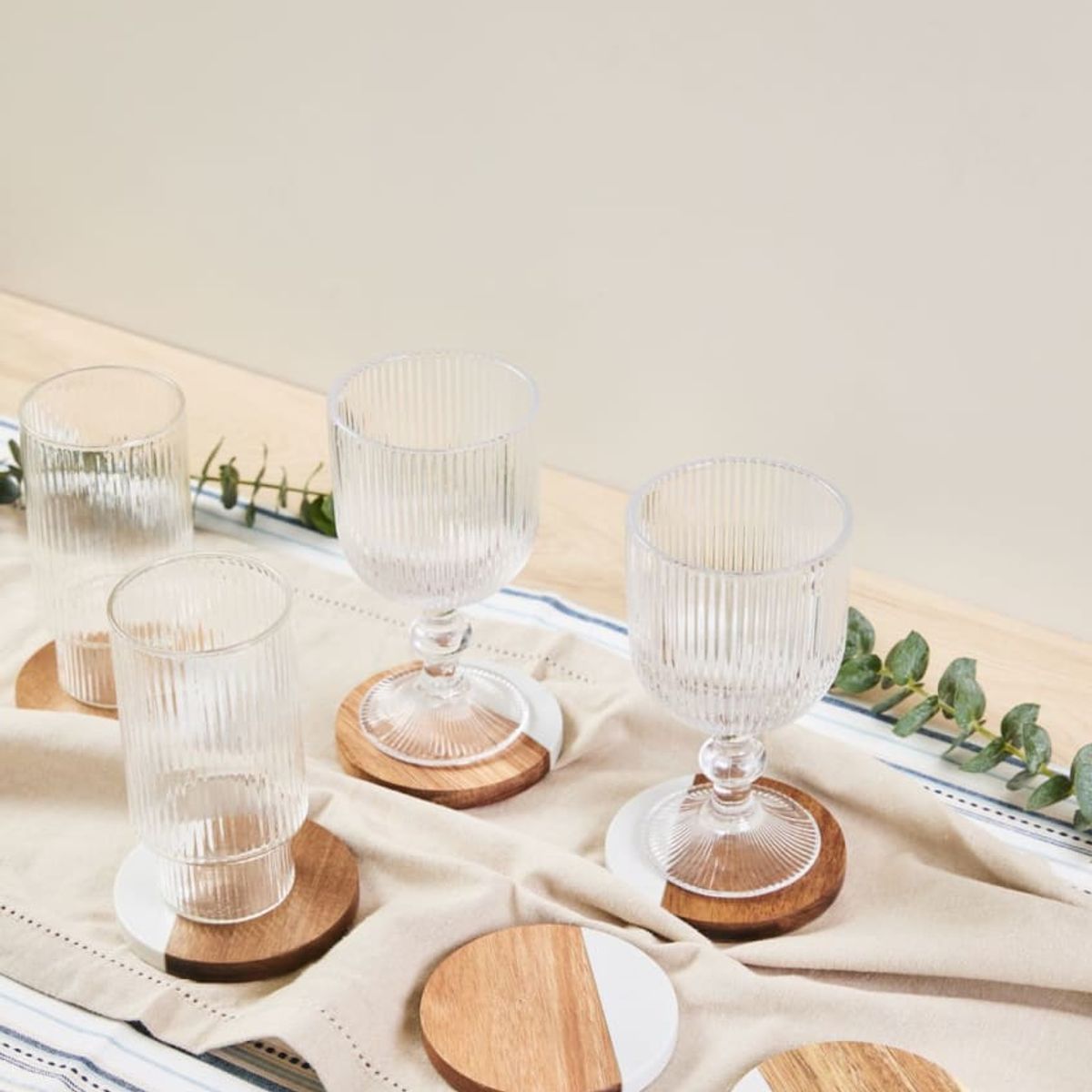 MAP DESIGN HOME - Posavasos Mármol Madera set x6 10 cm