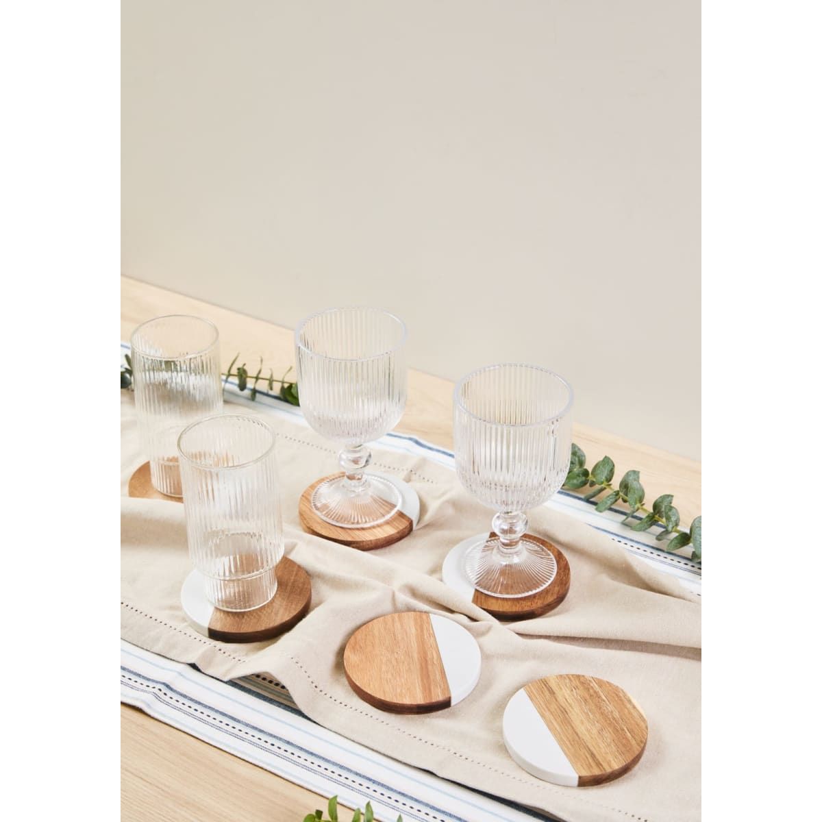 MAP DESIGN HOME - Posavasos Mármol Madera set x6 10 cm