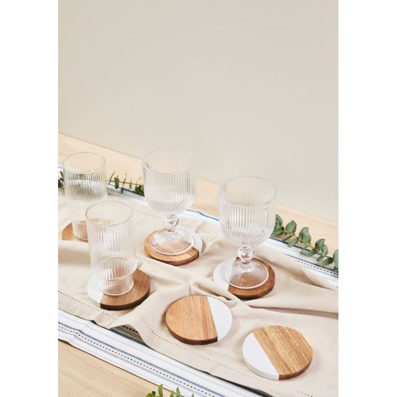 MAP DESIGN HOME - Posavasos Mármol Madera set x6 10 cm