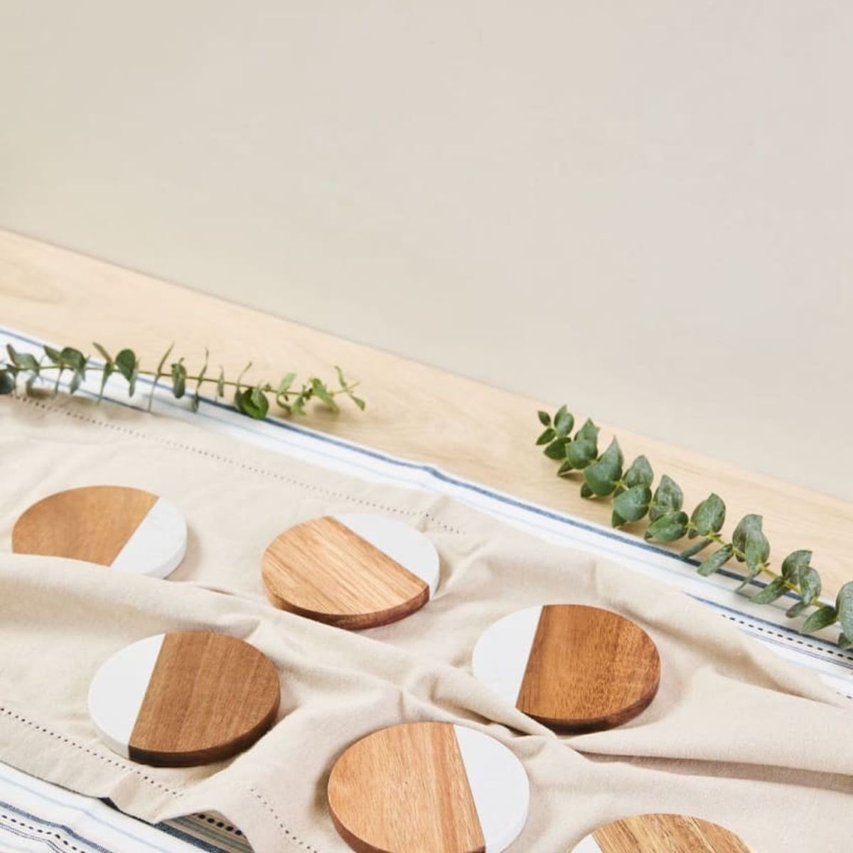 MAP DESIGN HOME - Posavasos Mármol Madera set x6 10 cm