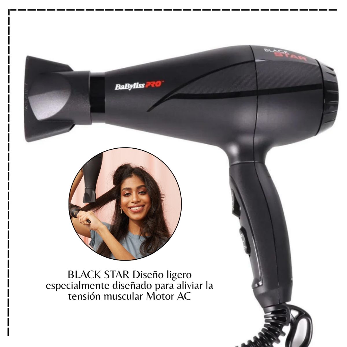 BABYLISS PRO - Secadora Babyliss Pro Black Star B6200PE