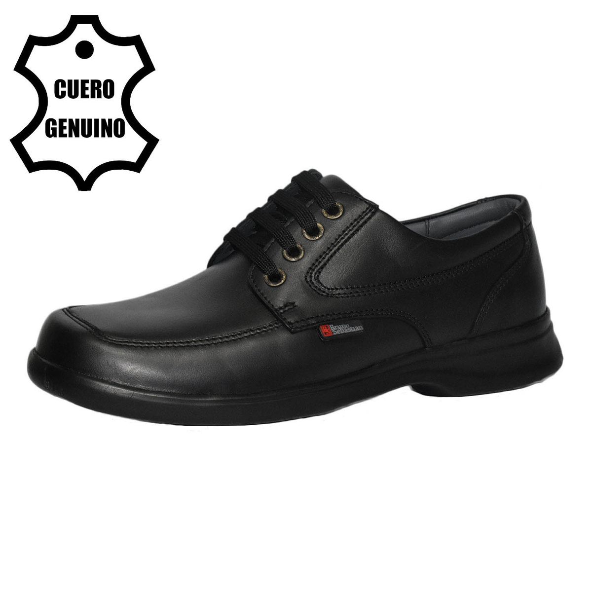 BRUNO SEBASTIAN - ZAPATO ESCOLAR PARA JOVEN BRUNO SEBASTIAN CUERO NEGRO CASUAL PASADOR