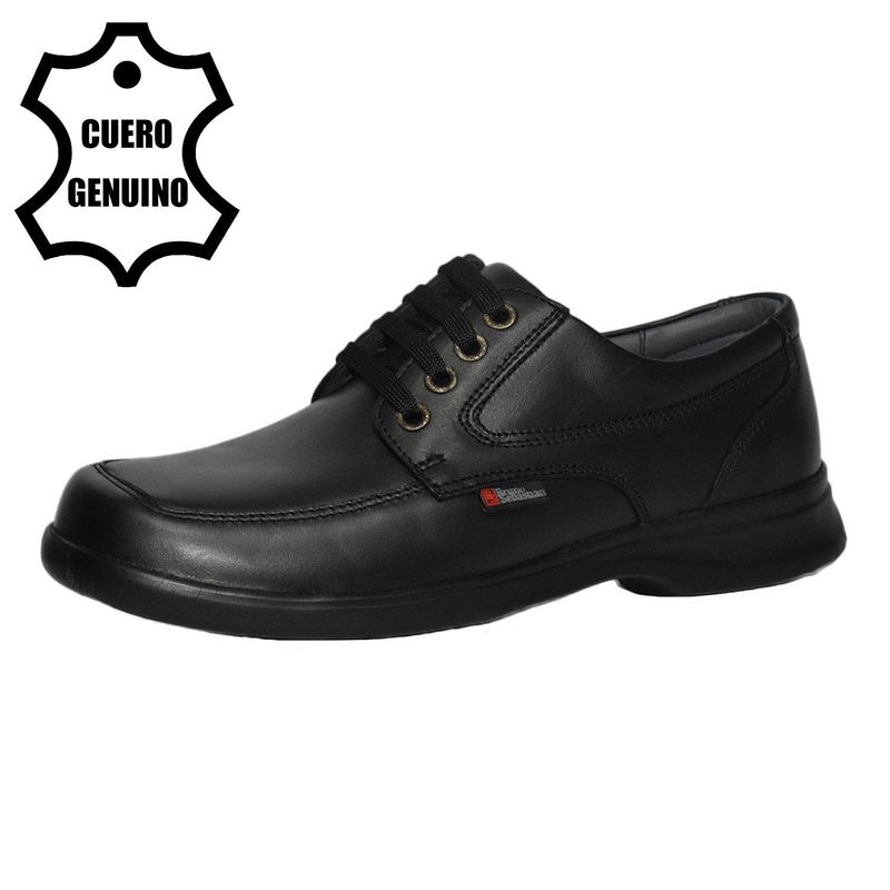 BRUNO SEBASTIAN - ZAPATO ESCOLAR PARA JOVEN BRUNO SEBASTIAN CUERO NEGRO CASUAL PASADOR