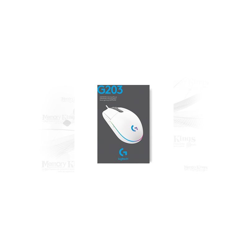 LOGITECH - Mouse Logitech G203 Lightsync Óptico 8000 Dpi Rgb Blanco - Precisión Y Estilo En Tu Juego