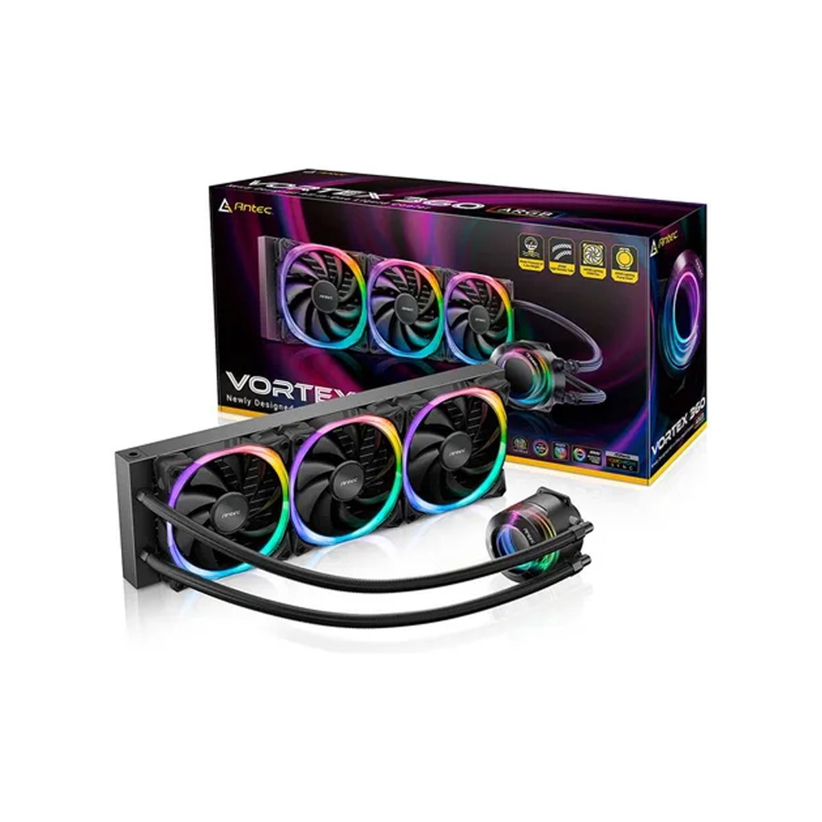 GENERICO - Enfriador De Cpu Líquido Antec Vortex 360 Argb, Alto Rendimiento, Diseño Rgb, 360 Mm De Ta
