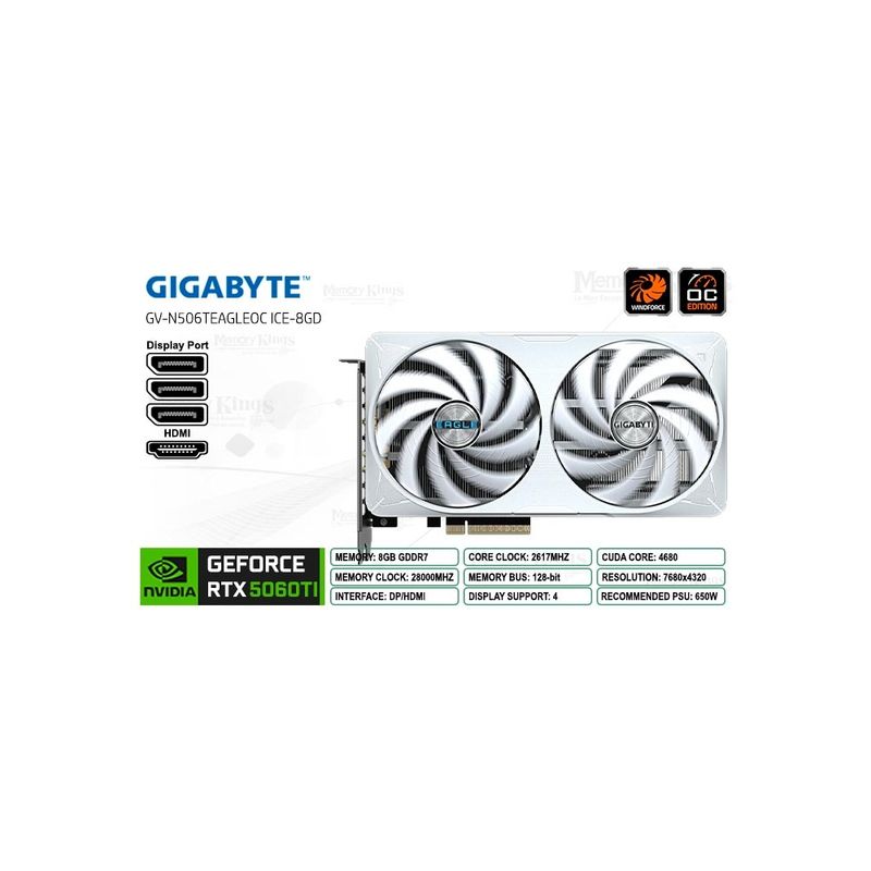 GIGABYTE - Gigabyte Geforce Rtx 5060 Ti 8Gb Oc - Rendimiento Gráfico Superior Y Conectividad Optimiza