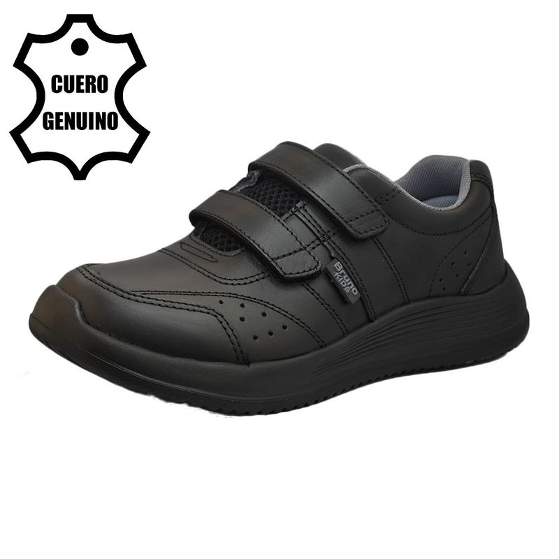 BRUNO KIDS - ZAPATILLA ESCOLAR UNISEX BRUNO KIDS DE CUERO NEGRO VELCRO