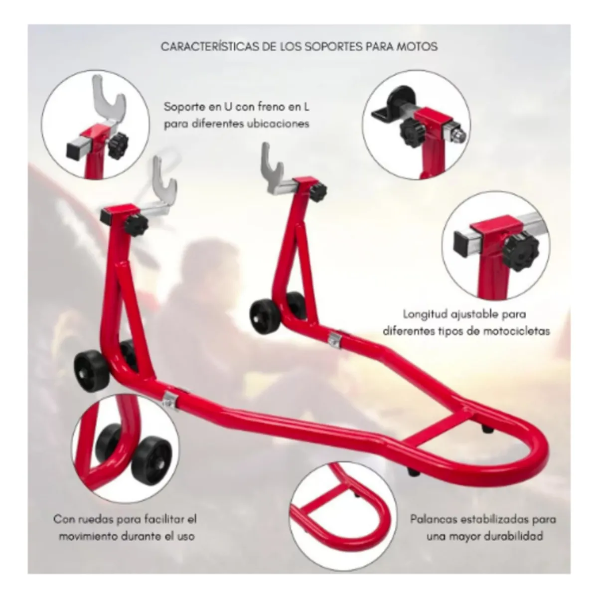 QUICK - Caballete Elevador Para Moto Trasero Y Delantero