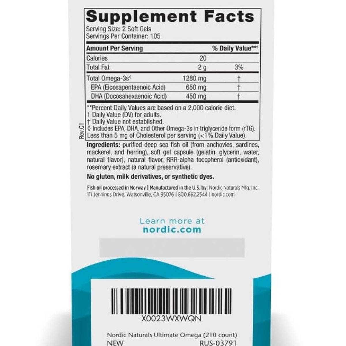 NORDIC - Omega 3 Ultimate 1280 mg Nordic Naturals 90 Cápsulas