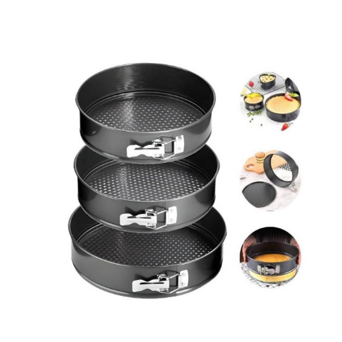 GENERICO - SET DE TRES MOLDES PARA KEKE PASTEL TORTA - CIRCULAR