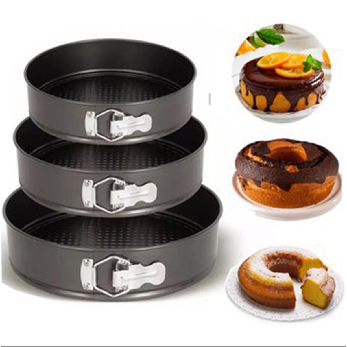 GENERICO - SET DE TRES MOLDES PARA KEKE PASTEL TORTA - CIRCULAR