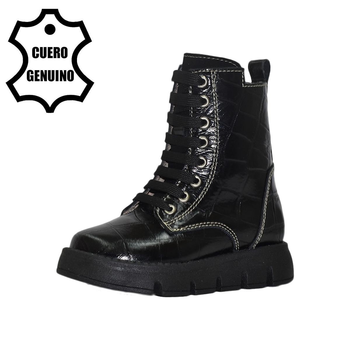 BRUNO KIDS - BOTÍN NIÑA BRUNO KIDS DE CUERO NEGRO CROCOX