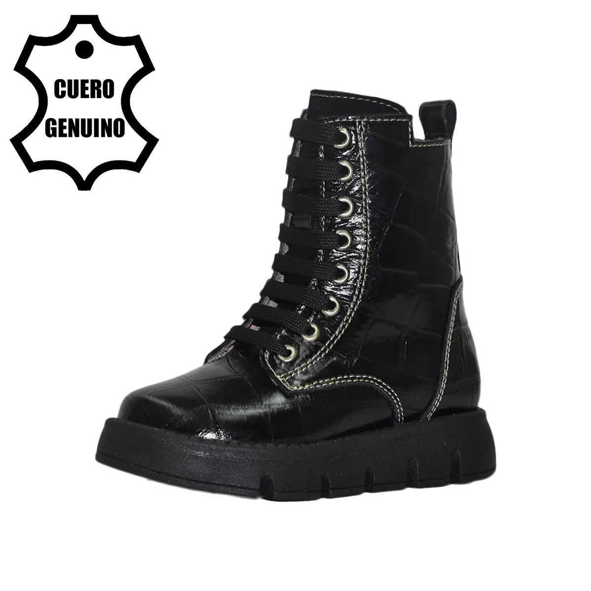 BRUNO KIDS - BOTÍN NIÑA BRUNO KIDS DE CUERO NEGRO CROCOX