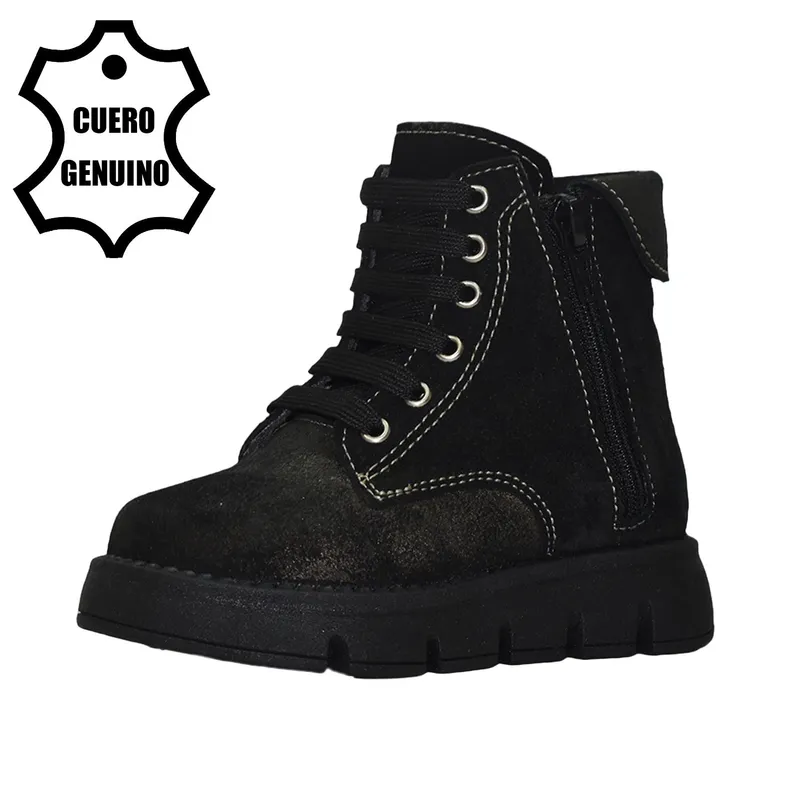 BRUNO KIDS - BOTÍN NIÑA BRUNO KIDS DE CUERO RENOBUCK NEGRO