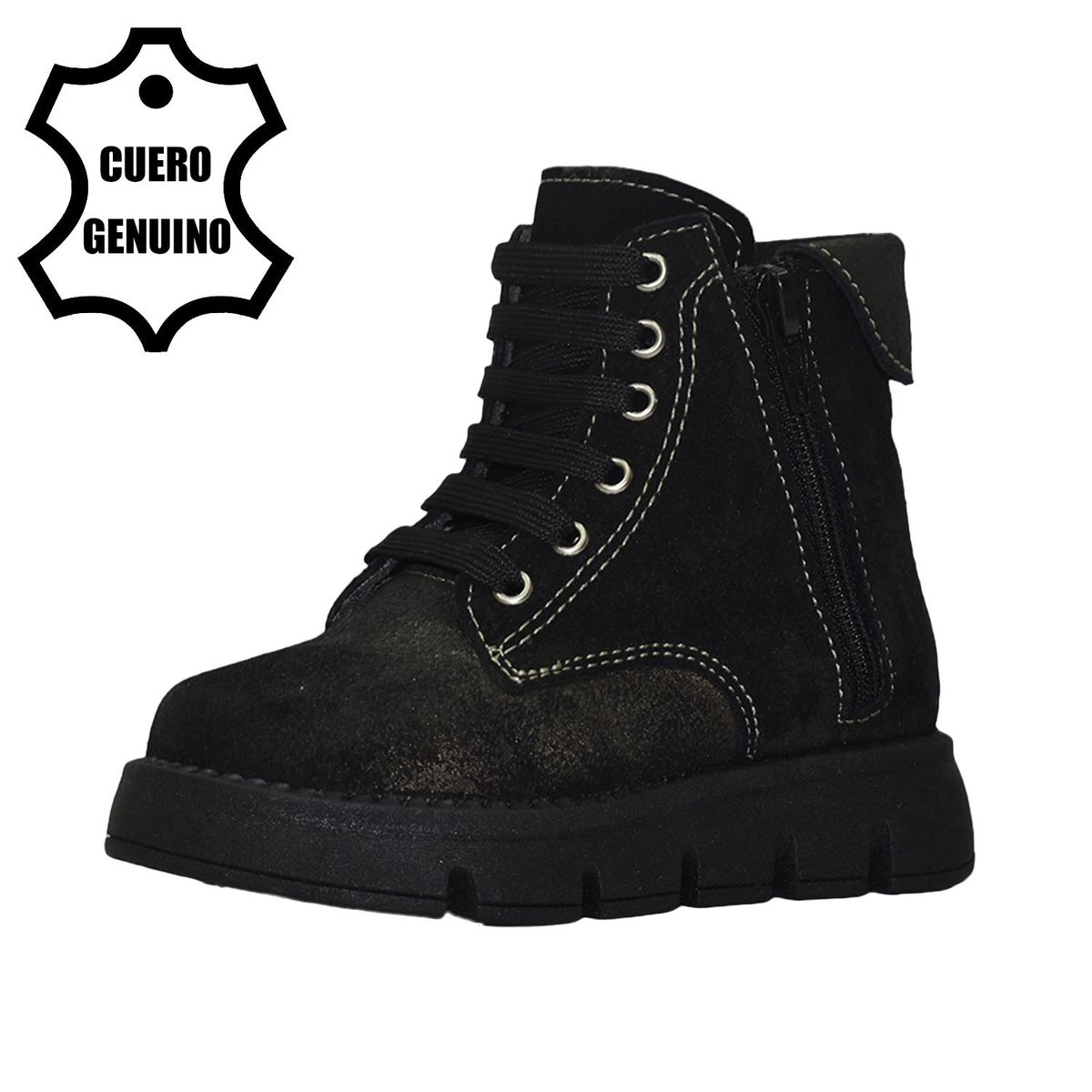 BRUNO KIDS - BOTÍN NIÑA BRUNO KIDS DE CUERO RENOBUCK NEGRO