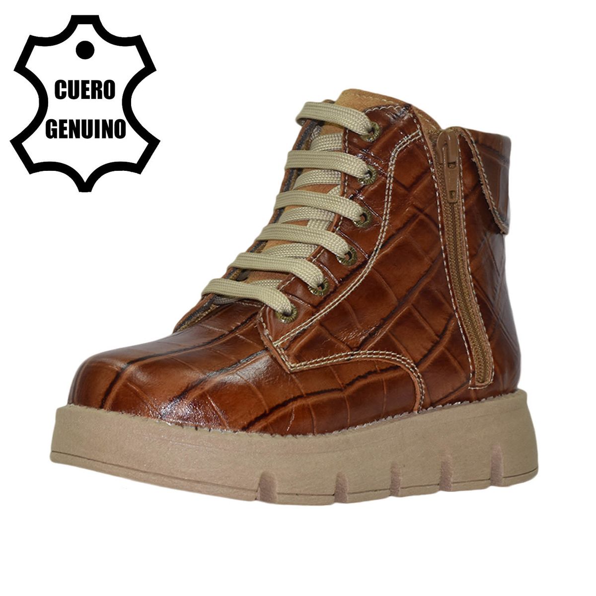 BRUNO KIDS - BOTÍN NIÑA BRUNO KIDS DE CUERO NATURAL CROCOX