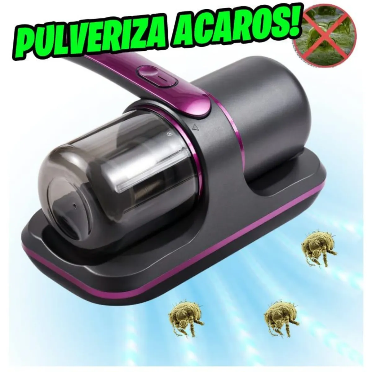 GENERICO - Aspiradora Inalámbrica Anti Ácaros de Mano Con Luz UV Portátil